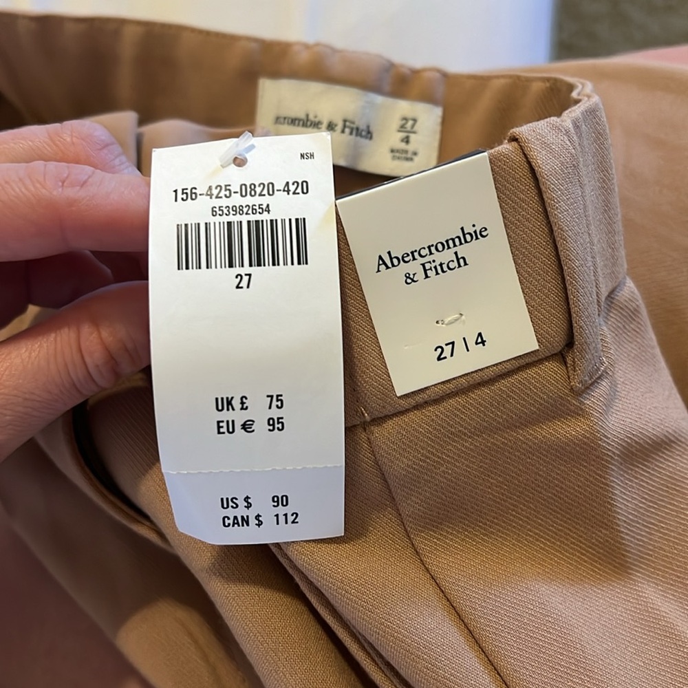 Abercrombie & Fitch Taupe Wide-Leg Pleated Trousers - Picture 5 of 8
